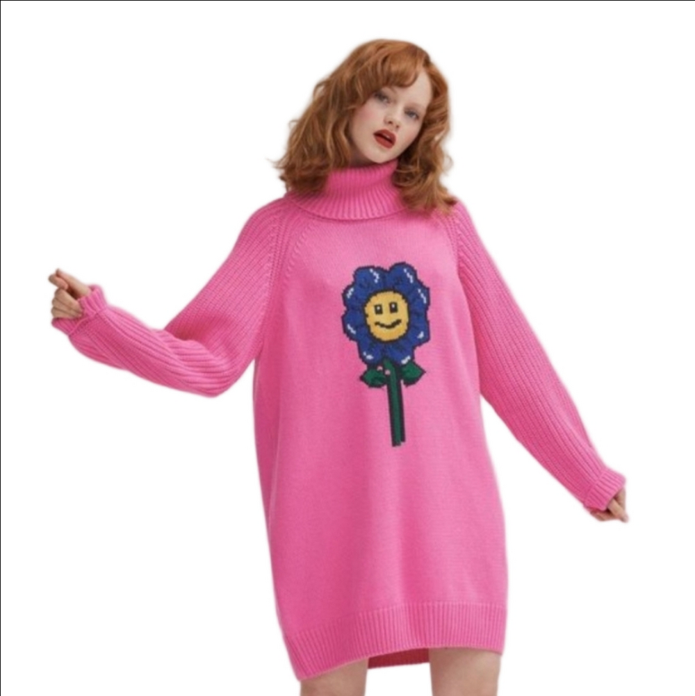 Lazy Oaf Pink Knit Sweater Dress Medium
